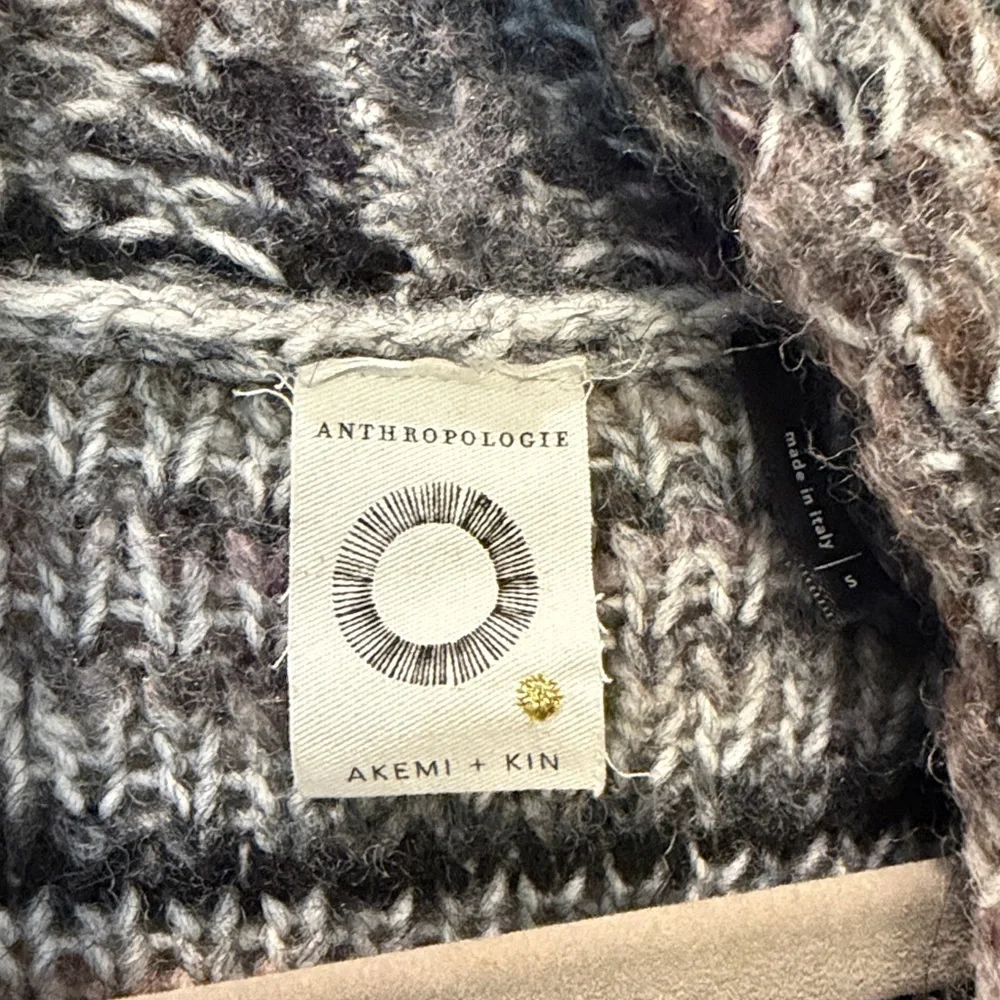 Anthropologie Gray and Brown Knit Cardigan Alpaca and wool blend - Picture 2 of 3